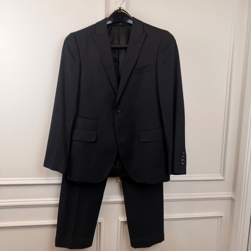 JF J.Ferrar Mens Slim Fit 2 Piece Suit Charcoal Grey 38S Jacket 32x30 Pants